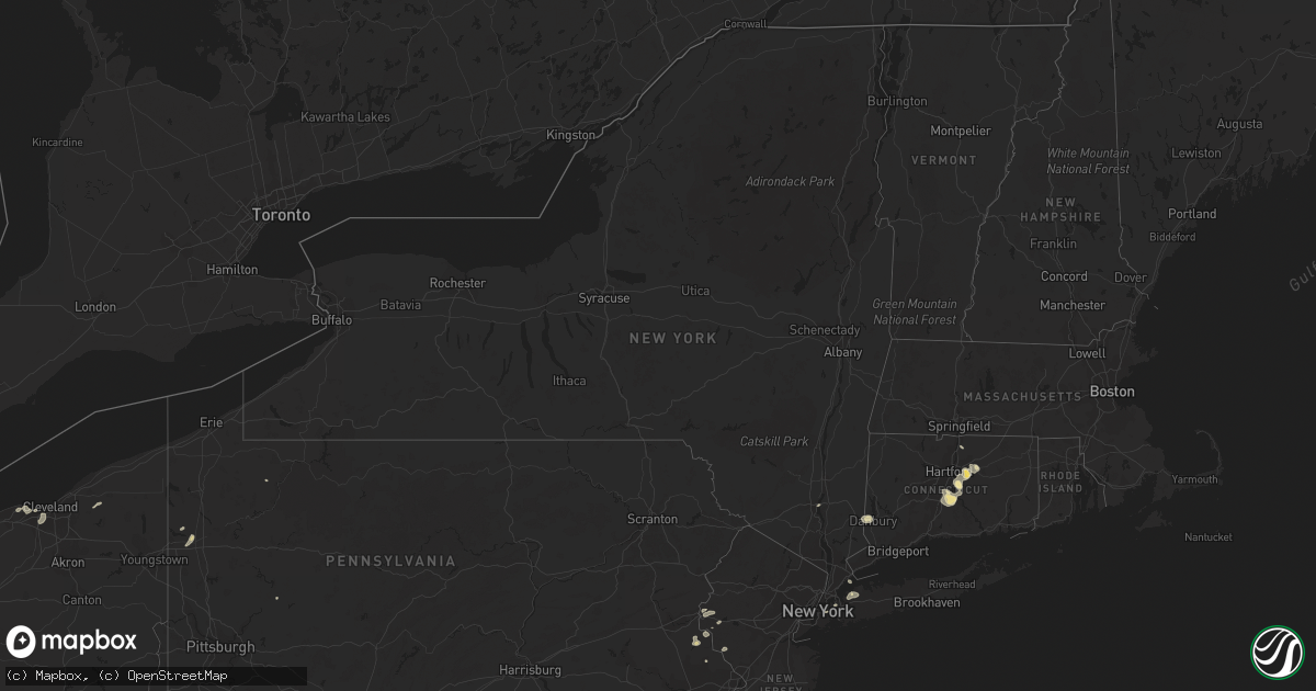 Hail map in New York on August 11, 2016
