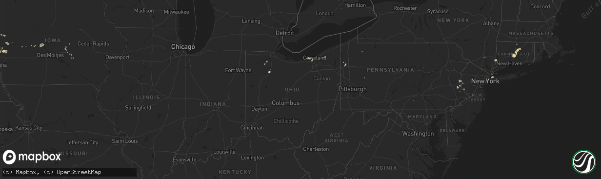 Hail map in Ohio on August 11, 2016