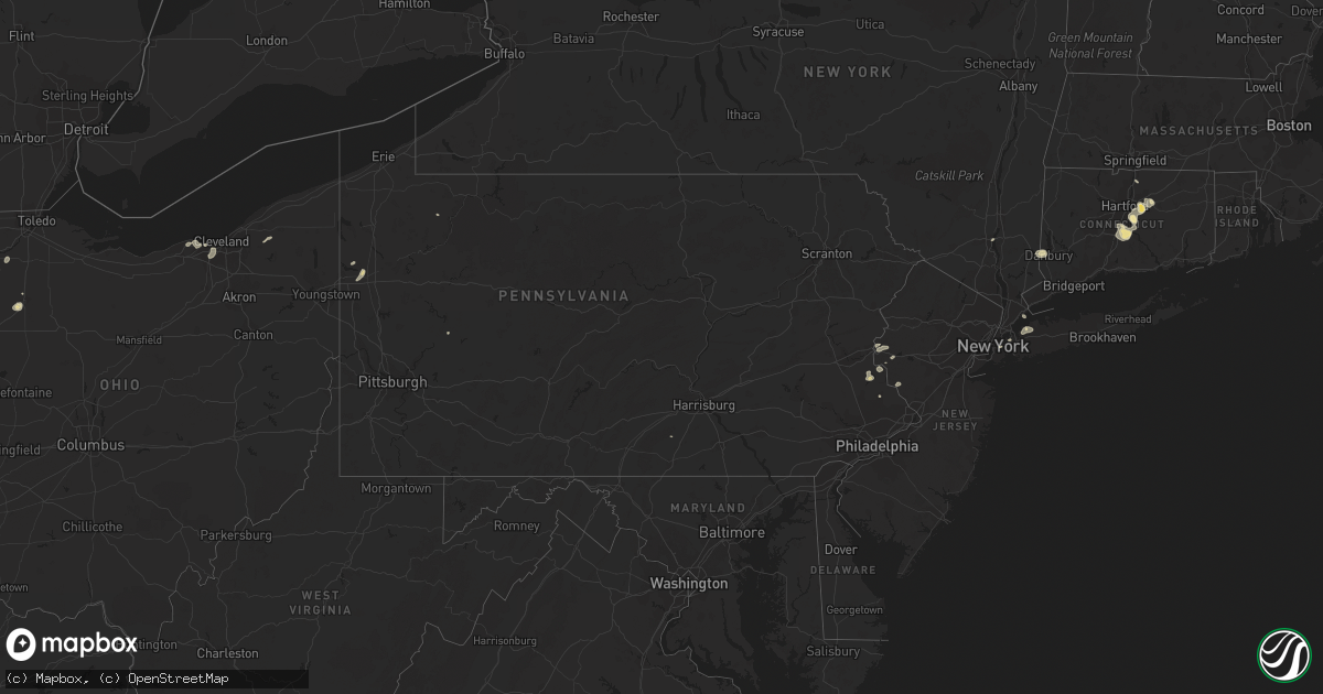 Hail map in Pennsylvania on August 11, 2016