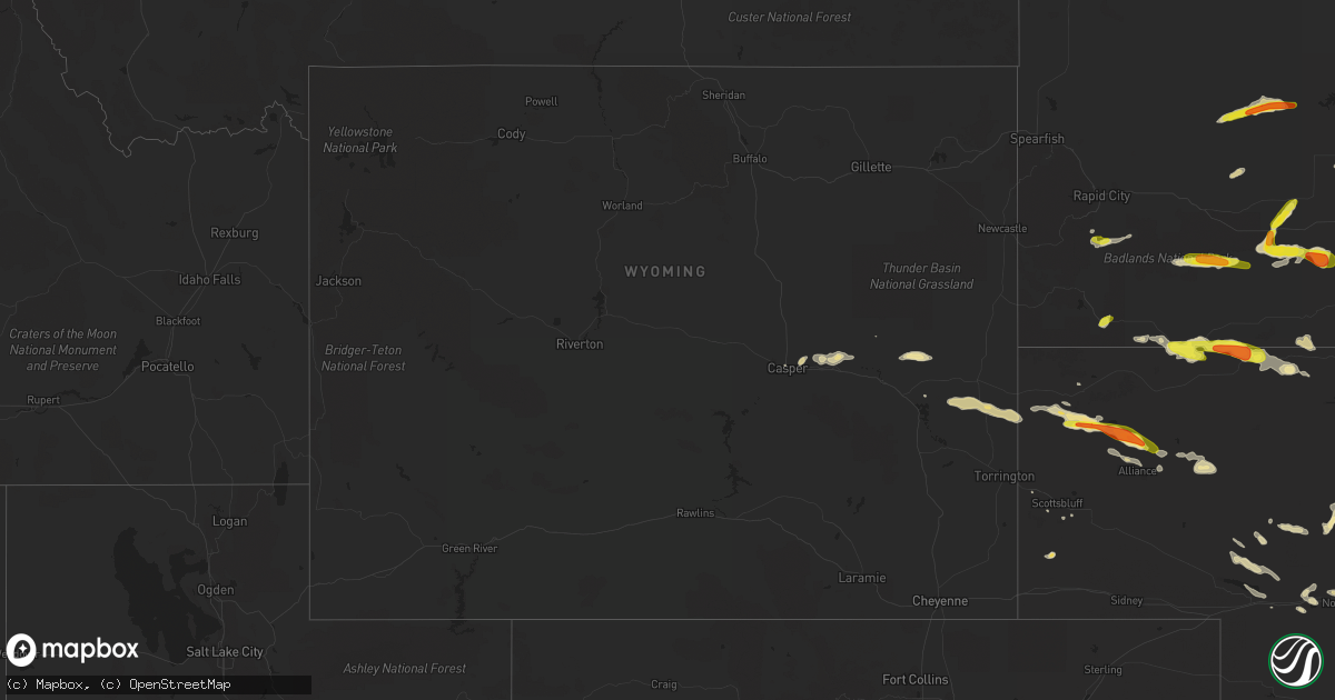 Hail map in Wyoming on August 11, 2016