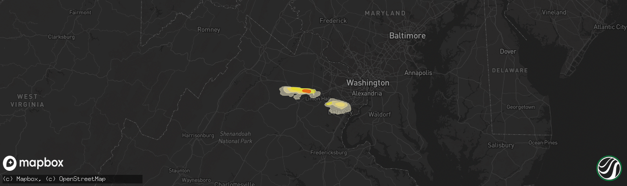 Hail map in Gainesville, VA on August 11, 2017