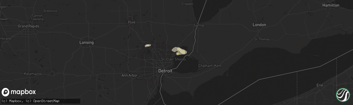 Hail map in Harrison Township, MI on August 11, 2017