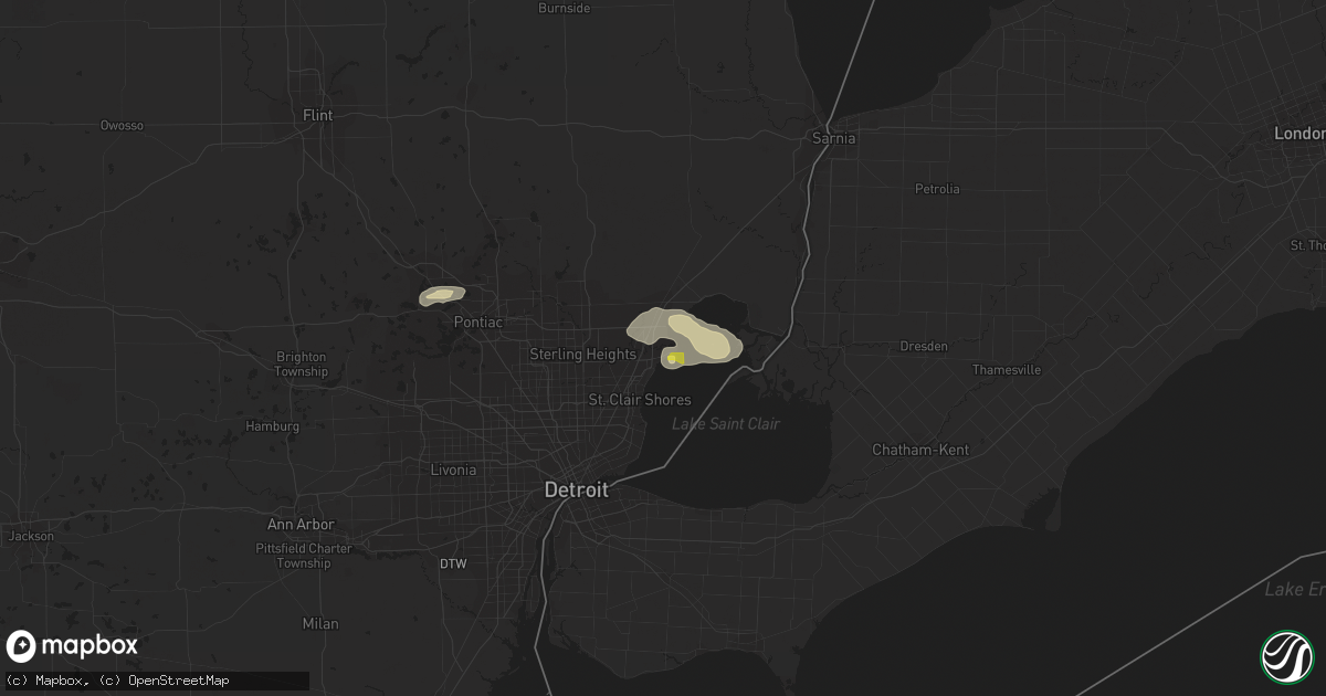 Hail map in Harrison Township, MI on August 11, 2017
