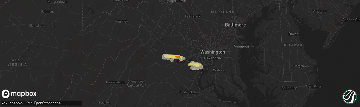 Hail map in Haymarket, VA on August 11, 2017