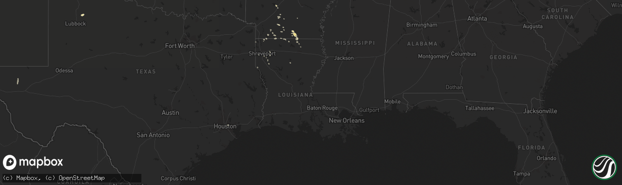 Hail map in Louisiana on August 11, 2017