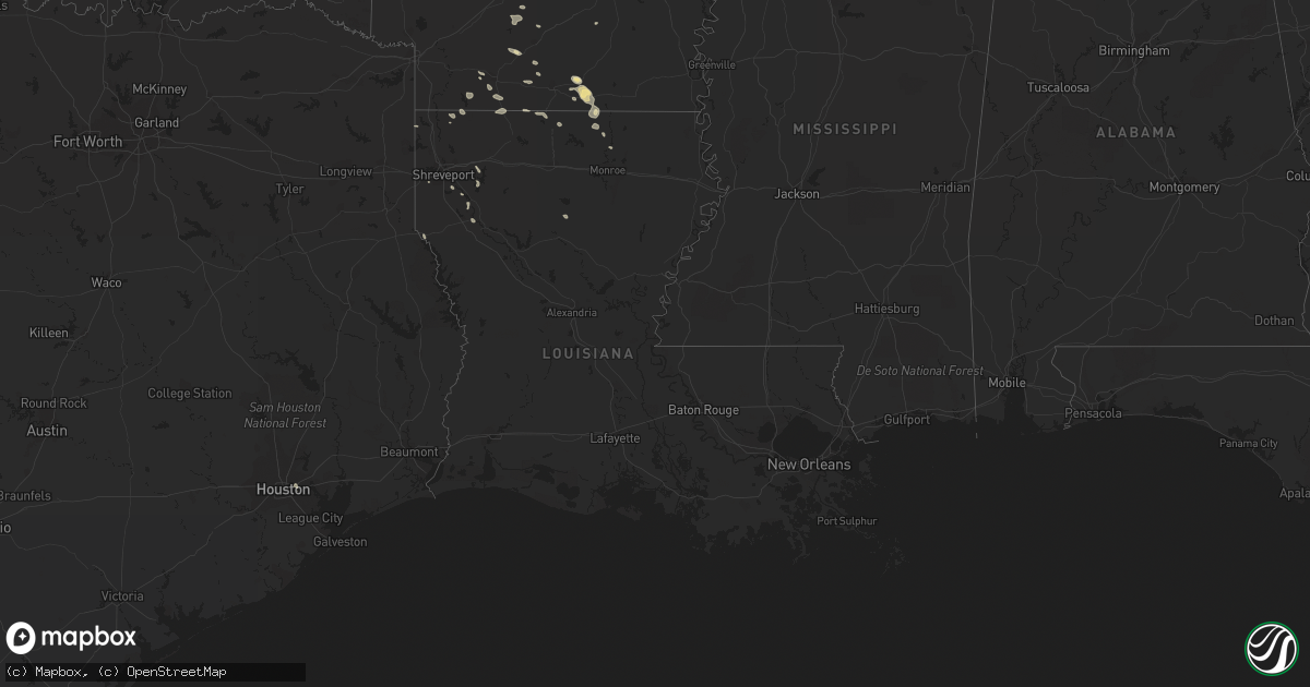 Hail map in Louisiana on August 11, 2017