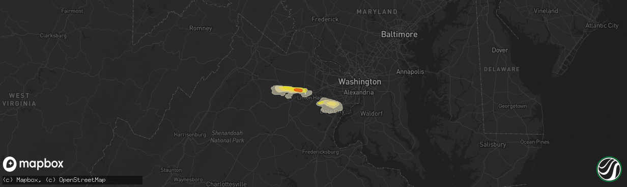 Hail map in Manassas, VA on August 11, 2017