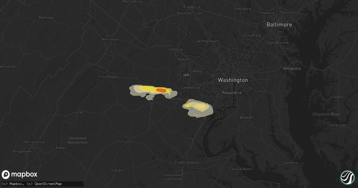 Hail map in Manassas, VA on August 11, 2017