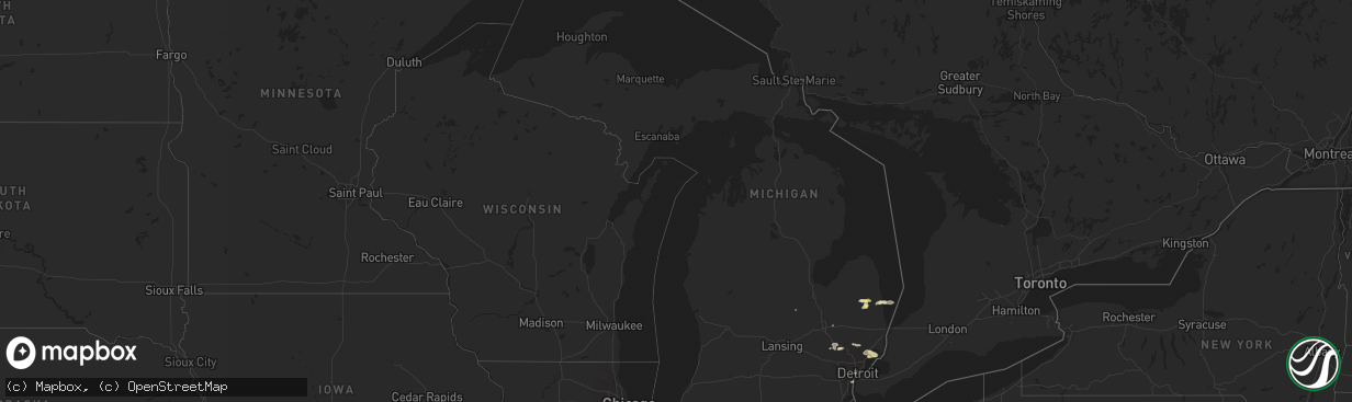 Hail map in Michigan on August 11, 2017