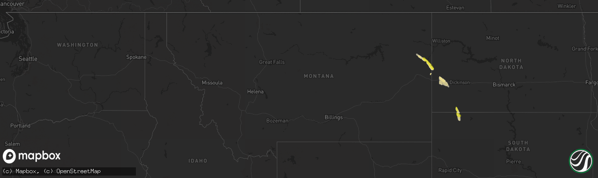 Hail map in Montana on August 11, 2017