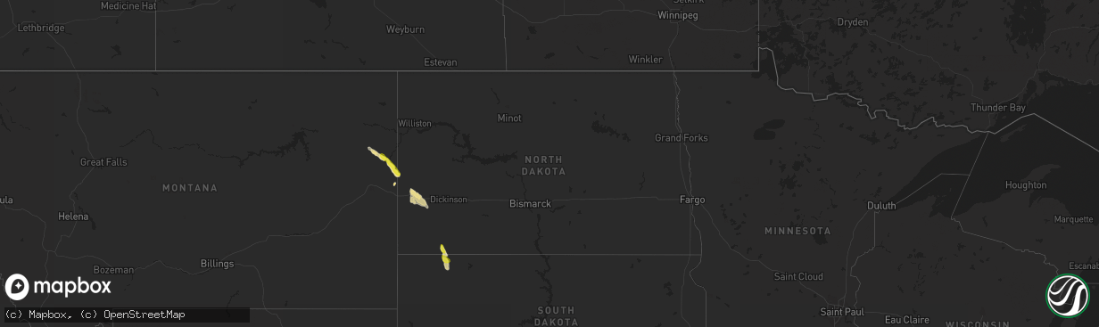 Hail map in North Dakota on August 11, 2017