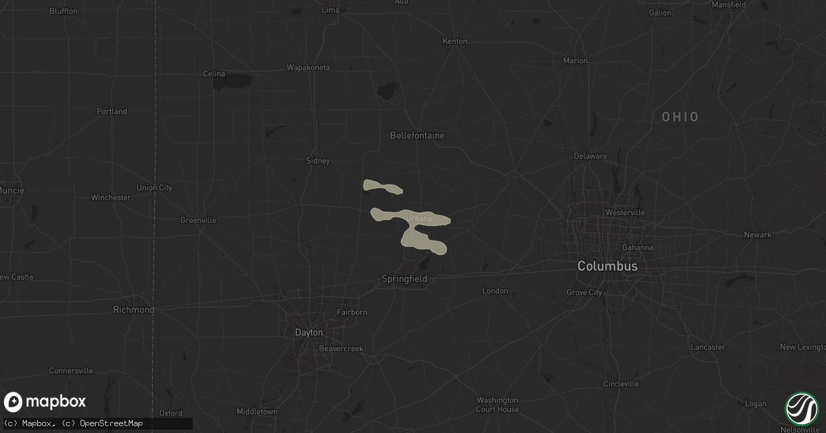 Hail map in Urbana, OH on August 11, 2017