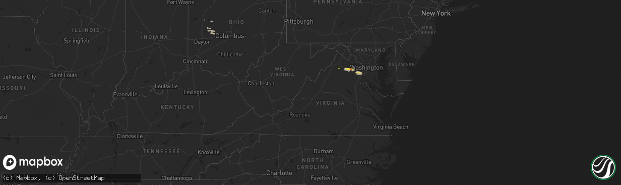 Hail map in Virginia on August 11, 2017