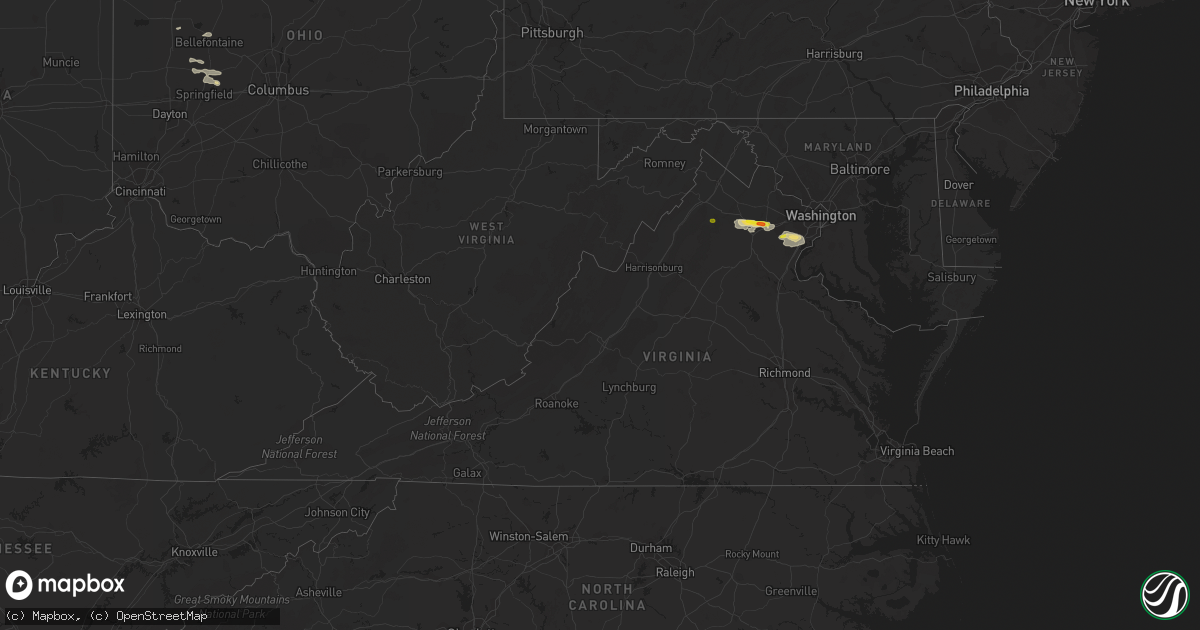 Hail map in Virginia on August 11, 2017