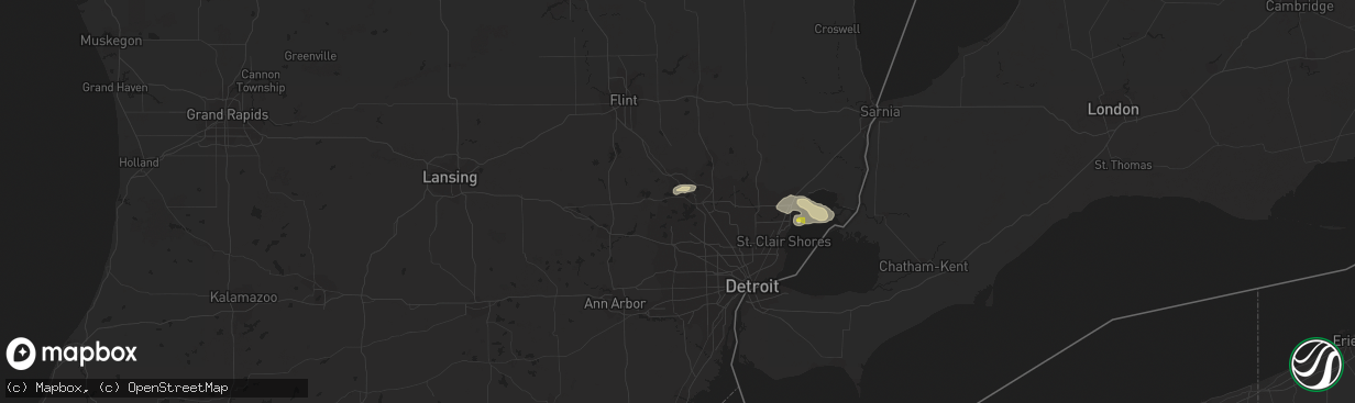 Hail map in Waterford, MI on August 11, 2017