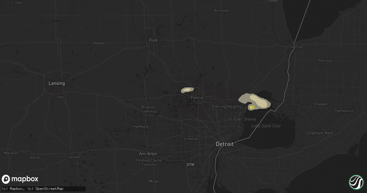 Hail map in Waterford, MI on August 11, 2017