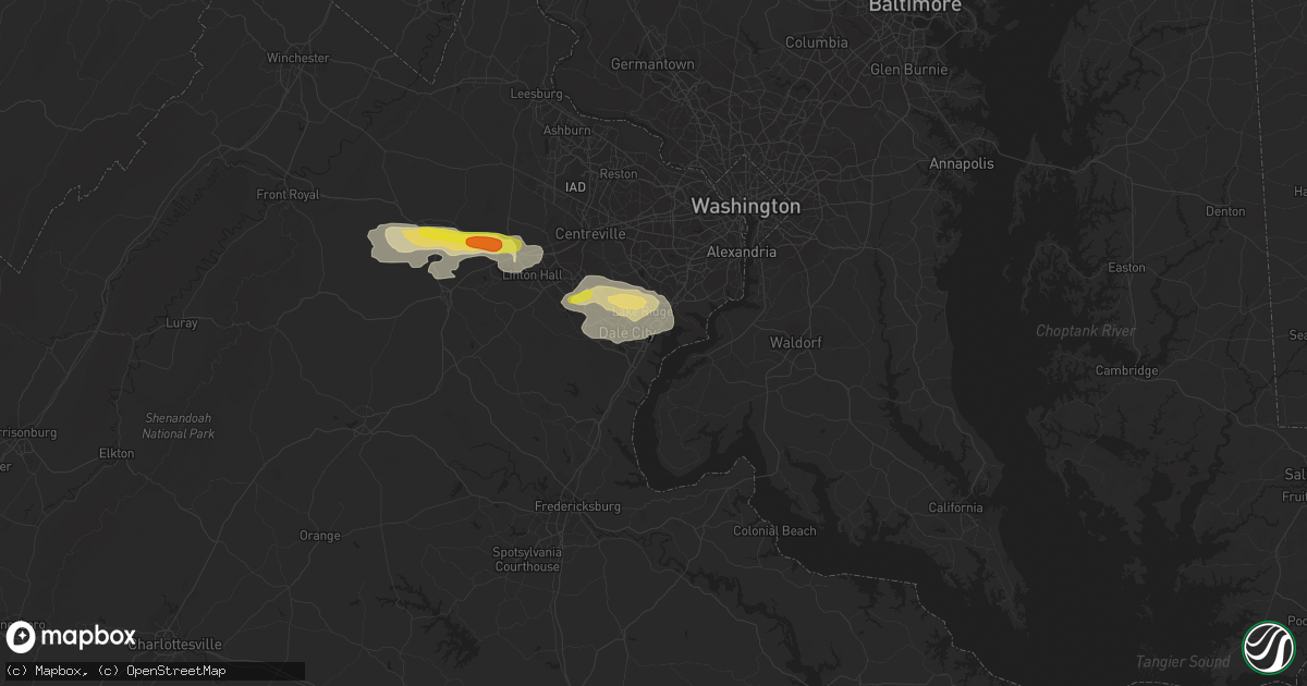 Hail map in Woodbridge, VA on August 11, 2017