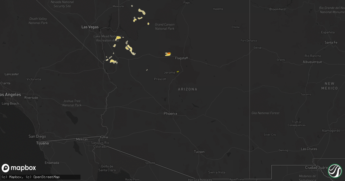 Hail map in Arizona on August 11, 2018