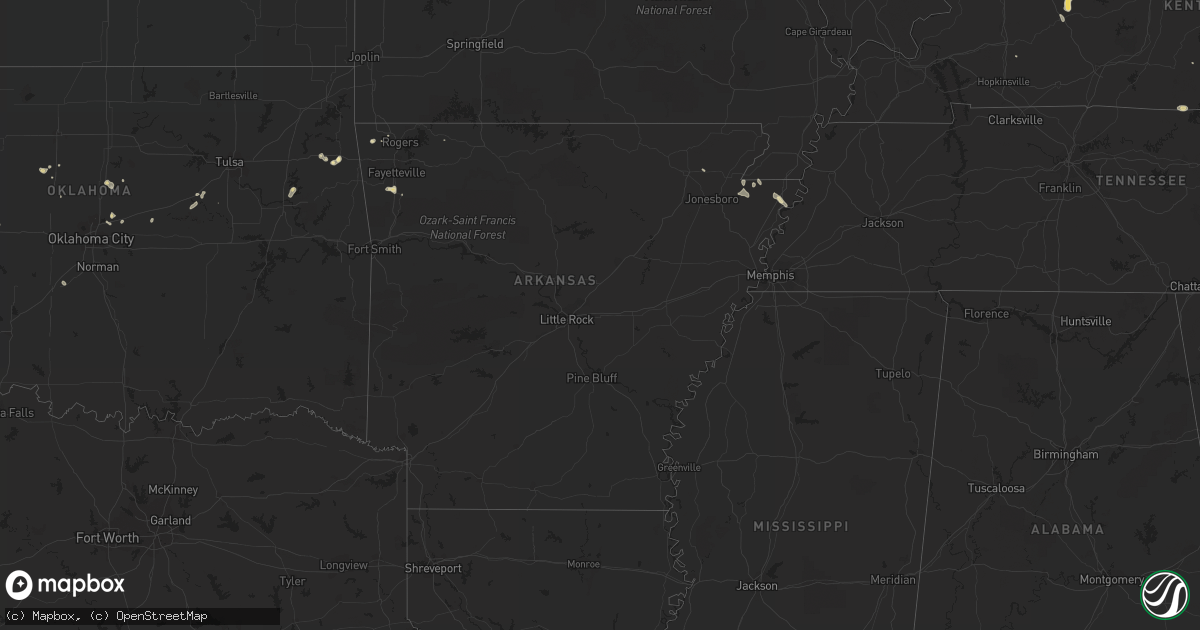 Hail map in Arkansas on August 11, 2018