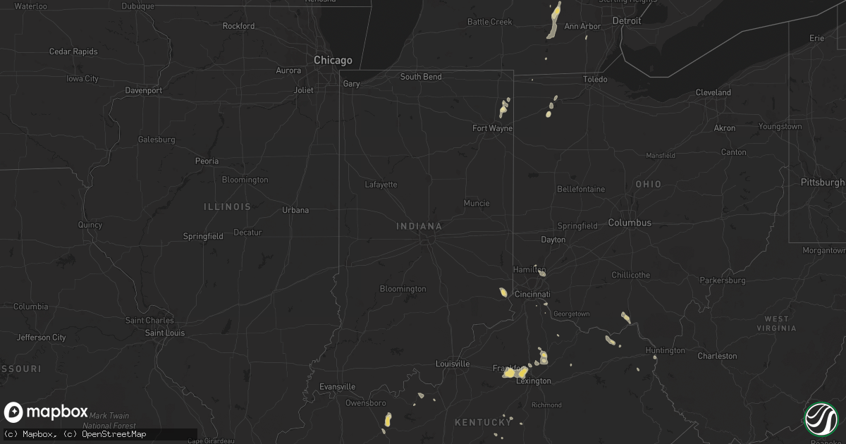 Hail map in Indiana on August 11, 2018