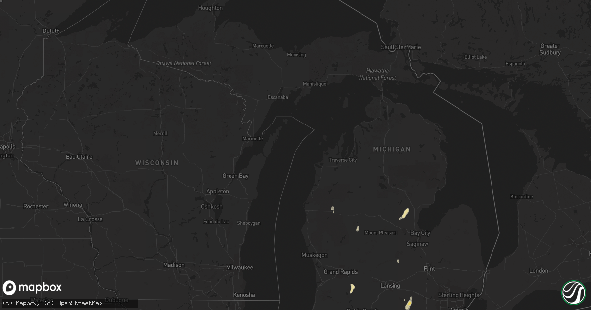 Hail map in Michigan on August 11, 2018