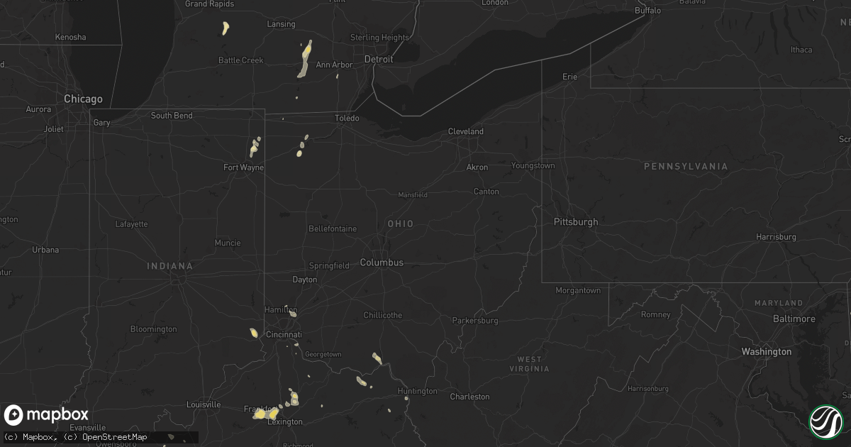 Hail map in Ohio on August 11, 2018