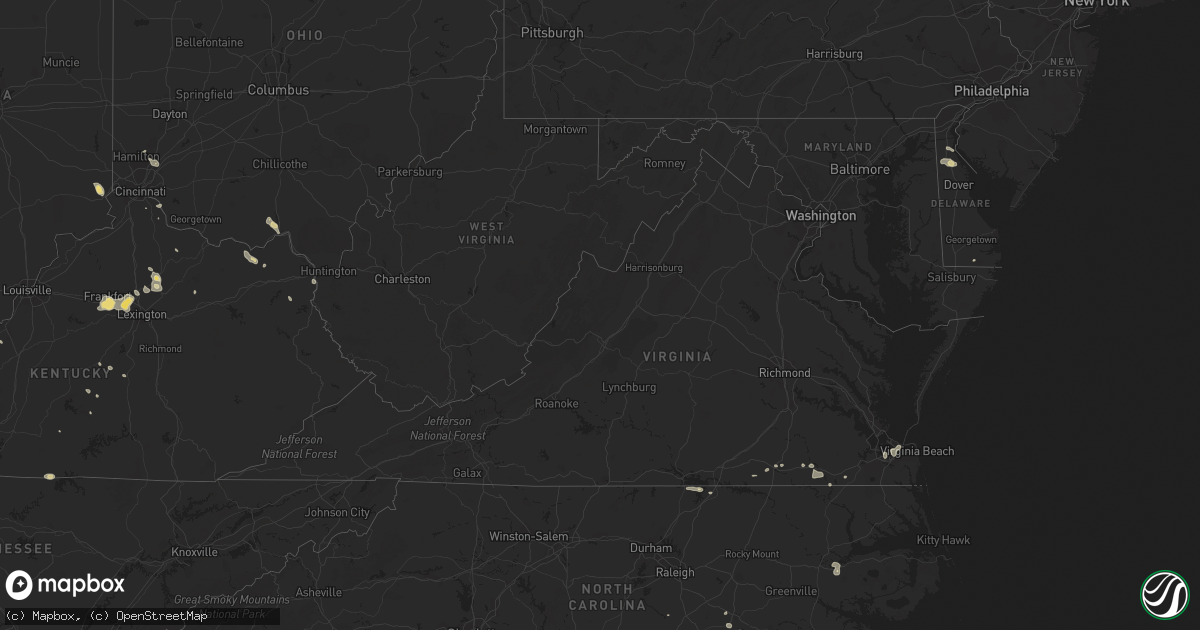 Hail map in Virginia on August 11, 2018