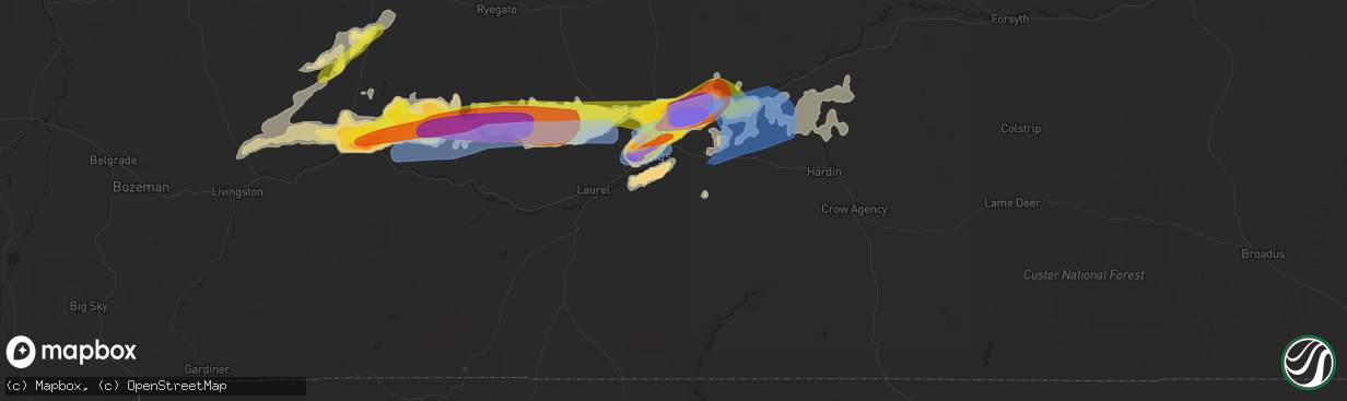 Hail map in Billings, MT on August 11, 2019