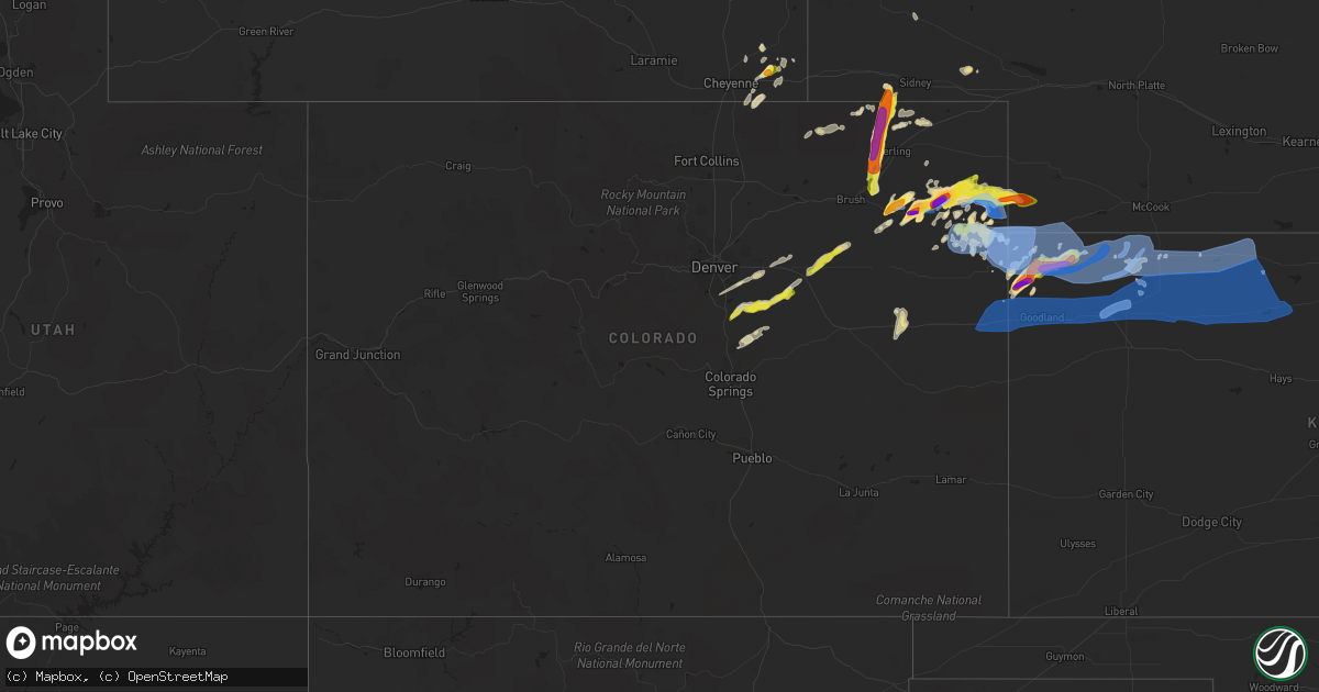 Hail map in Colorado on August 11, 2019