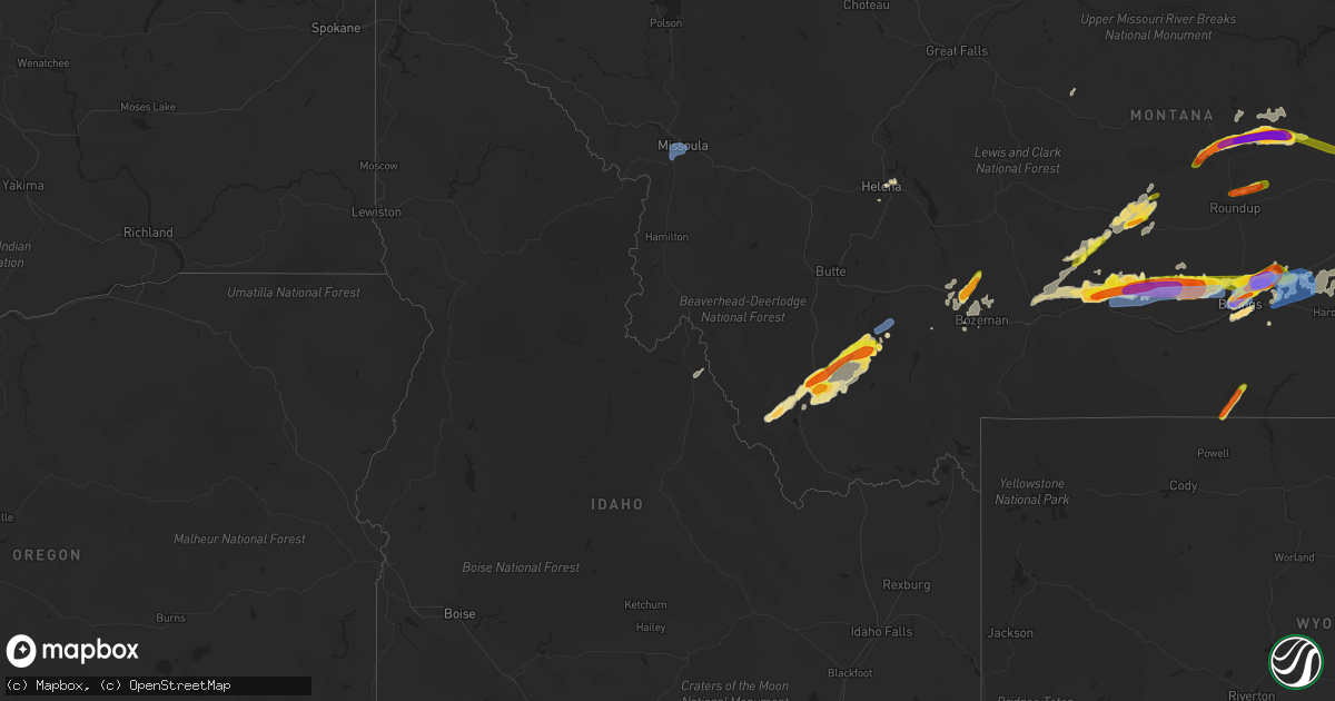 Hail map in Idaho on August 11, 2019