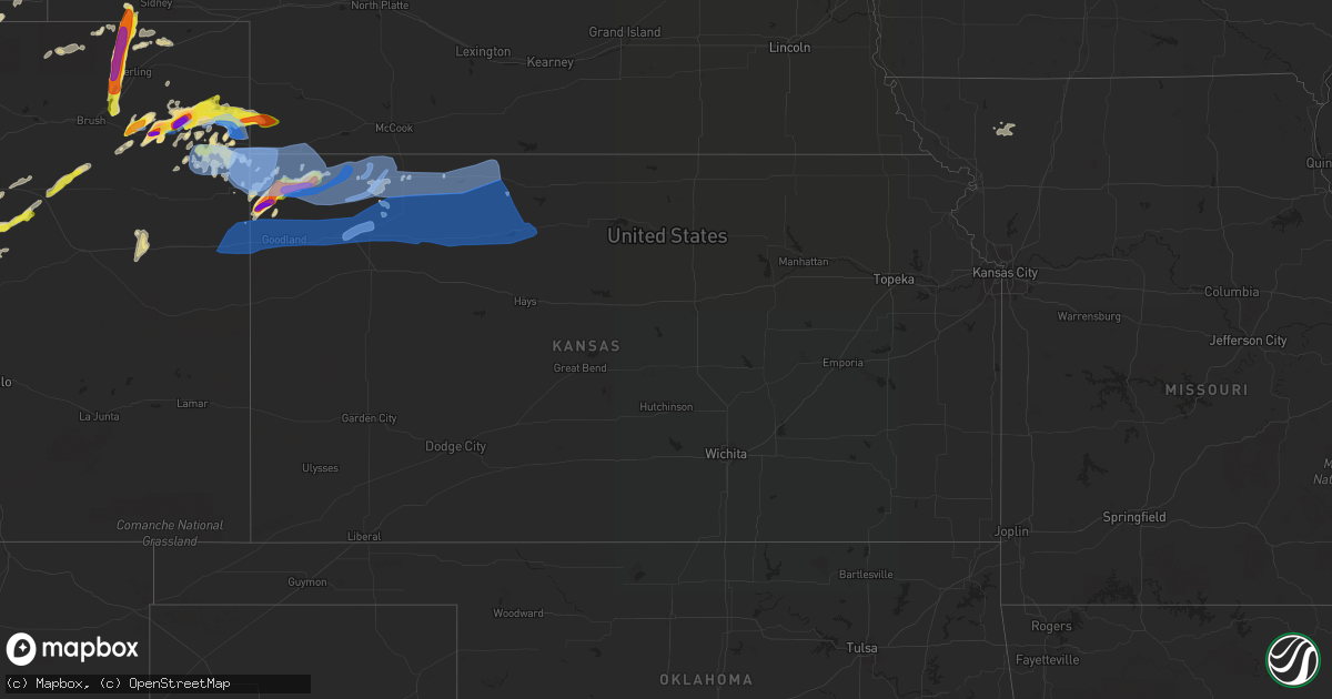Hail map in Kansas on August 11, 2019