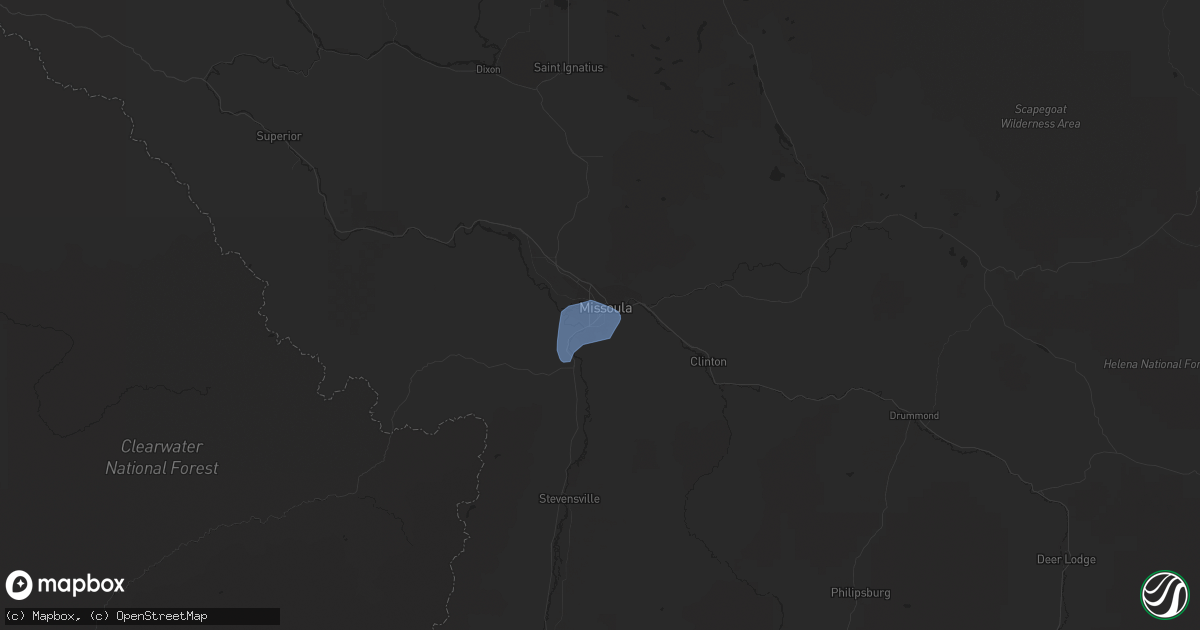 Hail map in Missoula, MT on August 11, 2019