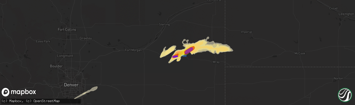 Hail map in Otis, CO on August 11, 2019