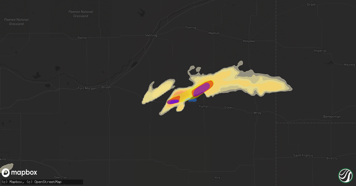 Hail map in Otis, CO on August 11, 2019