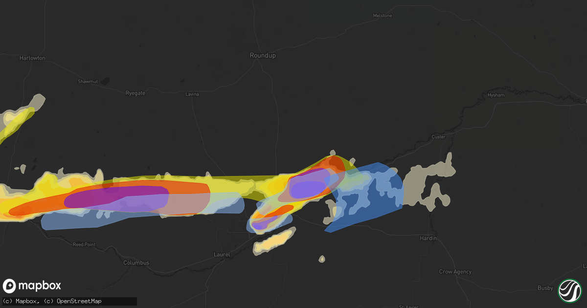 Hail map in Shepherd, MT on August 11, 2019