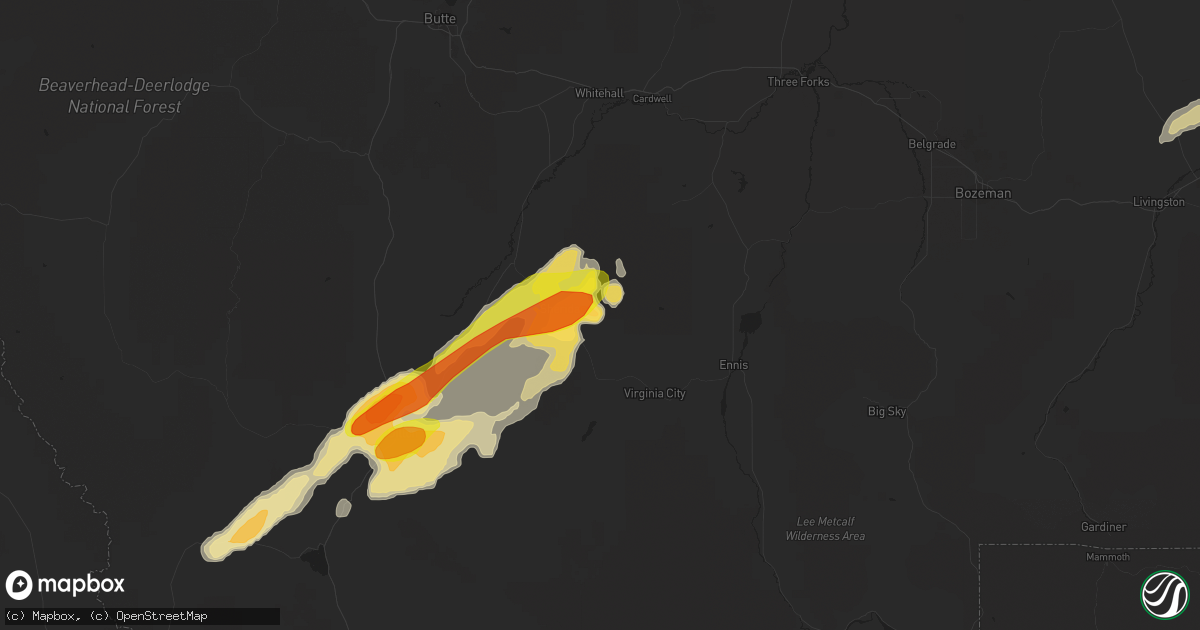 Hail map in Sheridan, MT on August 11, 2019