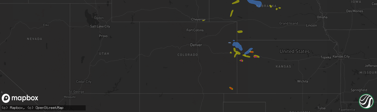 Hail map in Colorado on August 11, 2020