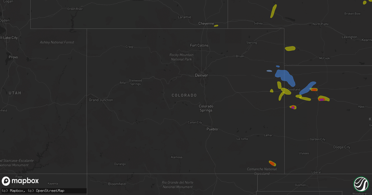 Hail map in Colorado on August 11, 2020