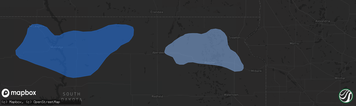 Hail map in Groton, SD on August 11, 2020