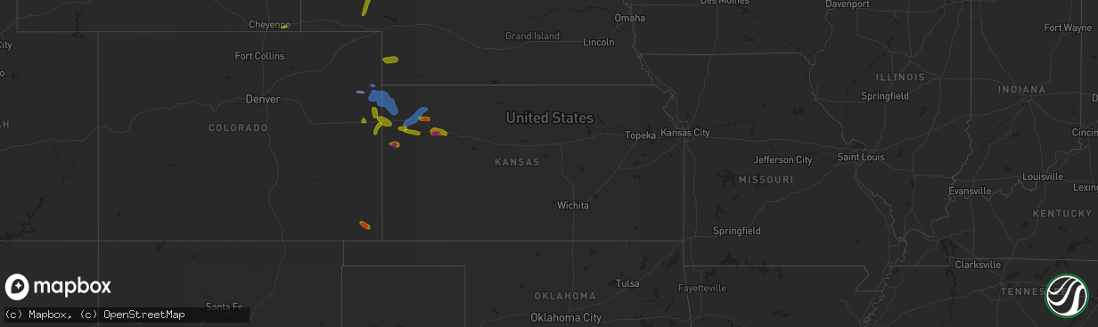 Hail map in Kansas on August 11, 2020