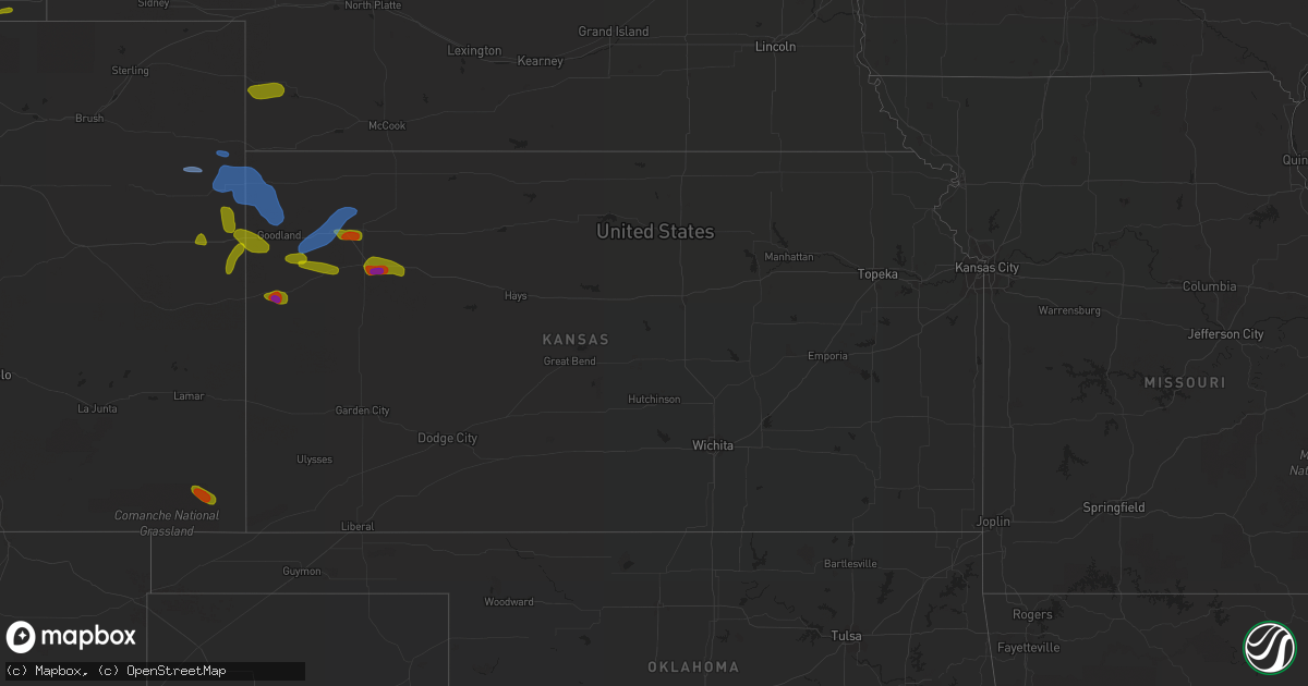 Hail map in Kansas on August 11, 2020