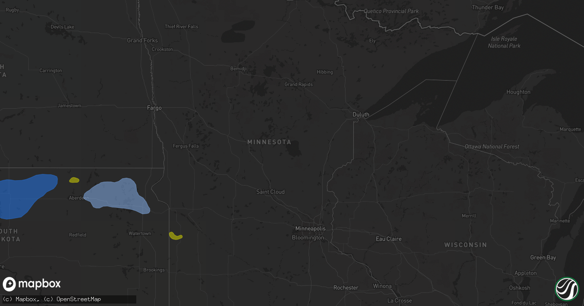 Hail map in Minnesota on August 11, 2020