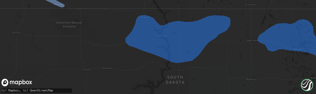 Hail map in Mobridge, SD on August 11, 2020