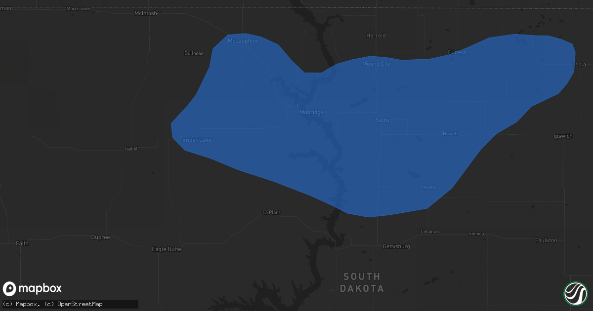 Hail map in Mobridge, SD on August 11, 2020