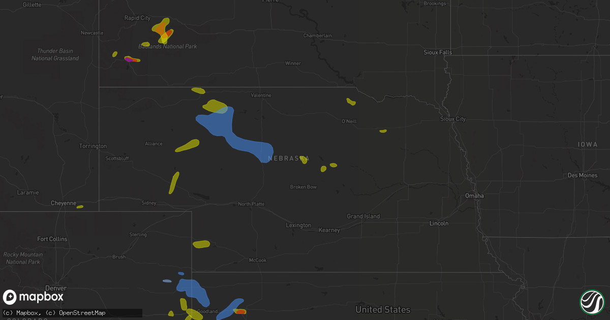 Hail map in Nebraska on August 11, 2020