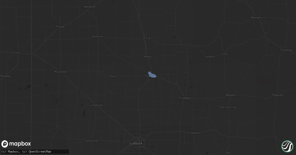 Hail map in Plainview, TX on August 11, 2020