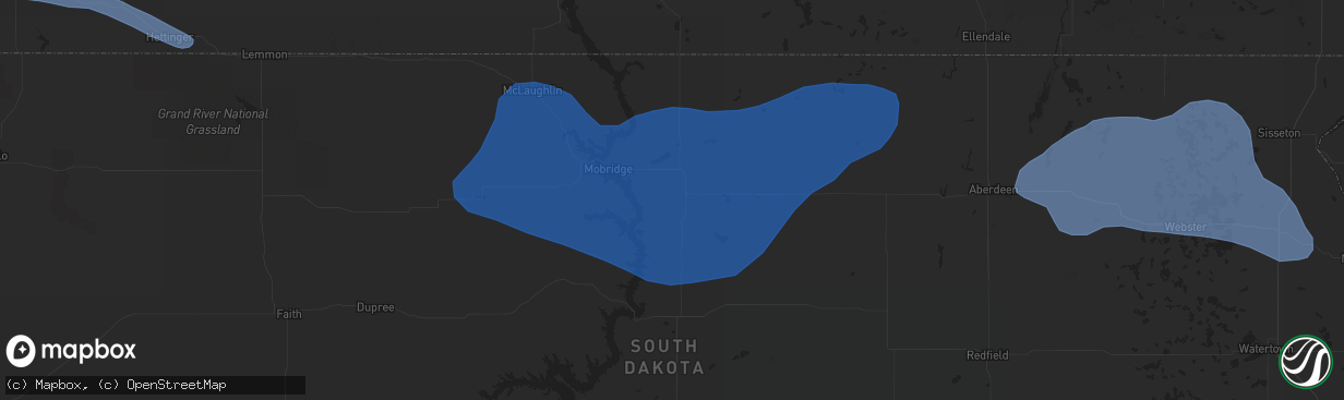 Hail map in Selby, SD on August 11, 2020