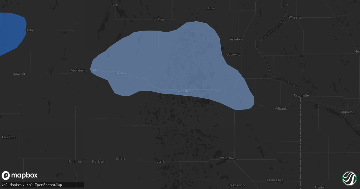 Hail map in Webster, SD on August 11, 2020