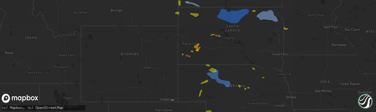 Hail map on August 11, 2020