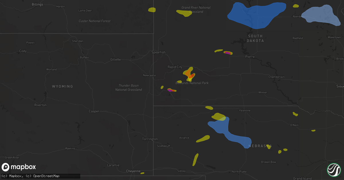 Hail map on August 11, 2020
